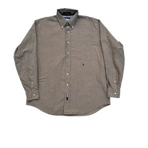 Tommy Hilfiger Men's Tan Casual Button-Down Shirt size L